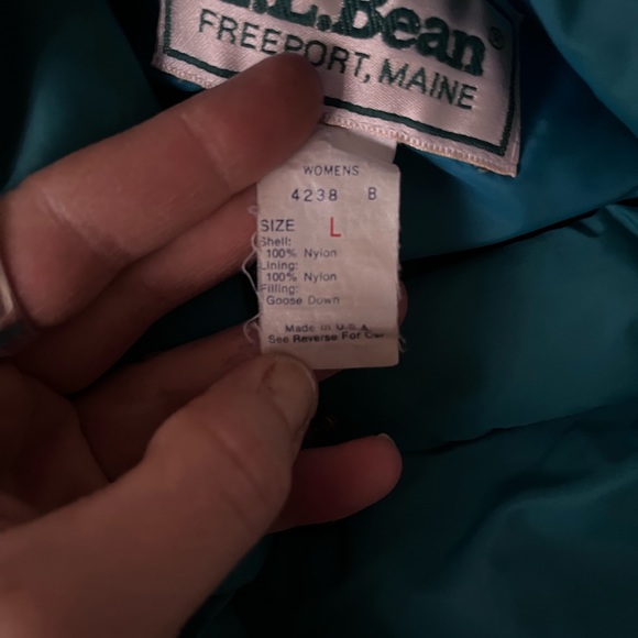 VTG LL BEAN Freeport Maine Women’s Puffer Vest Teal Goose Down Made in USA Large - Picture 5 of 7